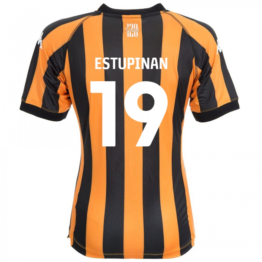 Kinder Óscar Estupiñán #19 Schwarz Bernstein Heimtrikot Trikot 2024/25 T-Shirt