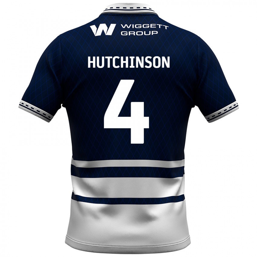 Kinder Shaun Hutchinson #4 Marineblau Weiß Heimtrikot Trikot 2024/25 T-Shirt