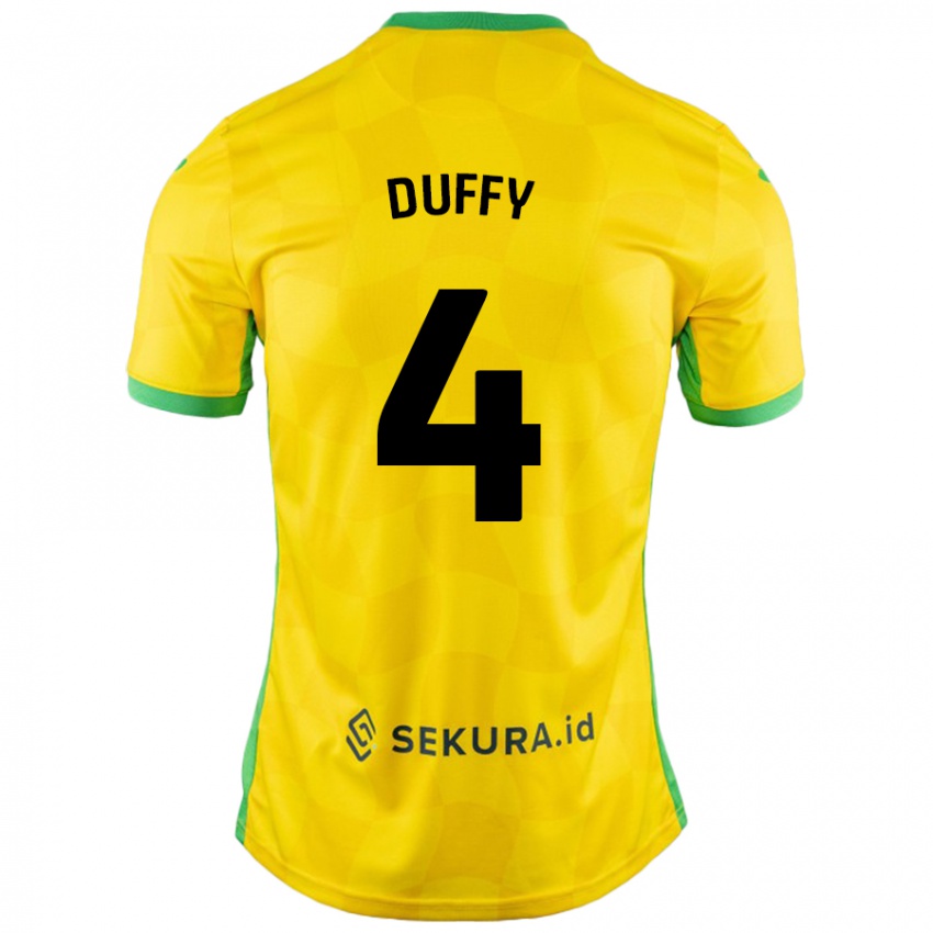 Kinder Shane Duffy #4 Gelb Grün Heimtrikot Trikot 2024/25 T-Shirt