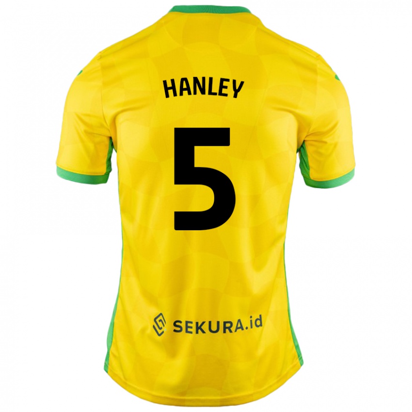 Kinder Grant Hanley #5 Gelb Grün Heimtrikot Trikot 2024/25 T-Shirt