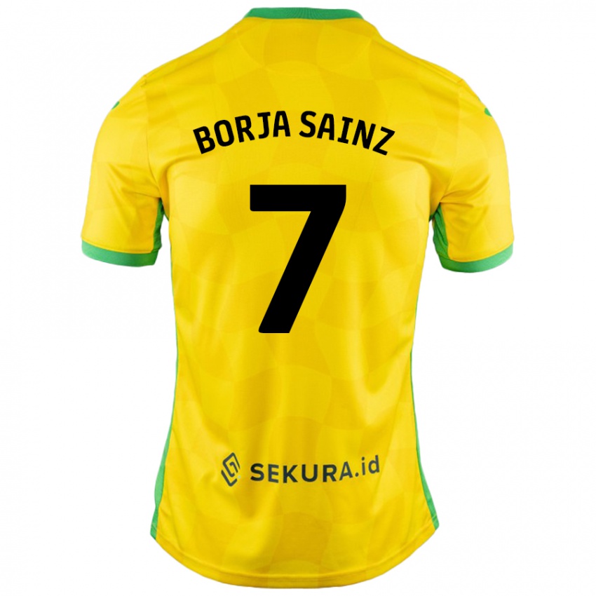 Kinder Borja Sainz #7 Gelb Grün Heimtrikot Trikot 2024/25 T-Shirt