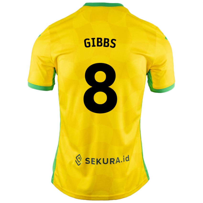 Kinder Liam Gibbs #8 Gelb Grün Heimtrikot Trikot 2024/25 T-Shirt