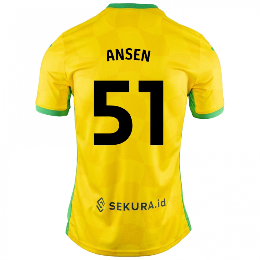 Kinder Caleb Ansen #51 Gelb Grün Heimtrikot Trikot 2024/25 T-Shirt