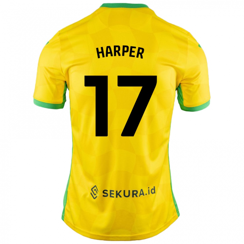 Kinder Jess Harper #17 Gelb Grün Heimtrikot Trikot 2024/25 T-Shirt