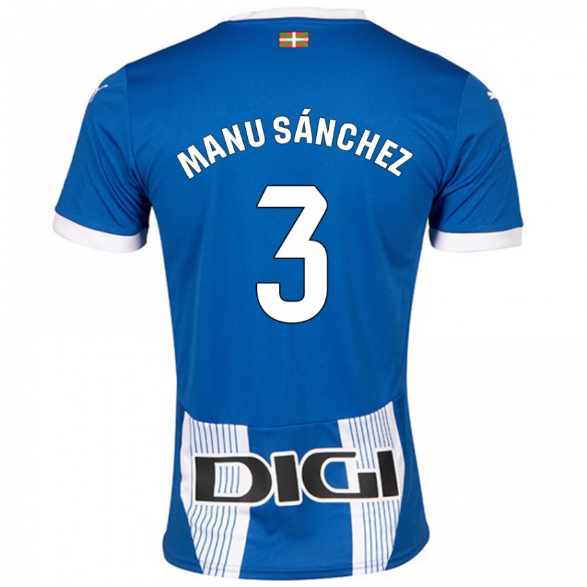 Kinder Manu Sanchez #3 Blau Heimtrikot Trikot 2024/25 T-Shirt