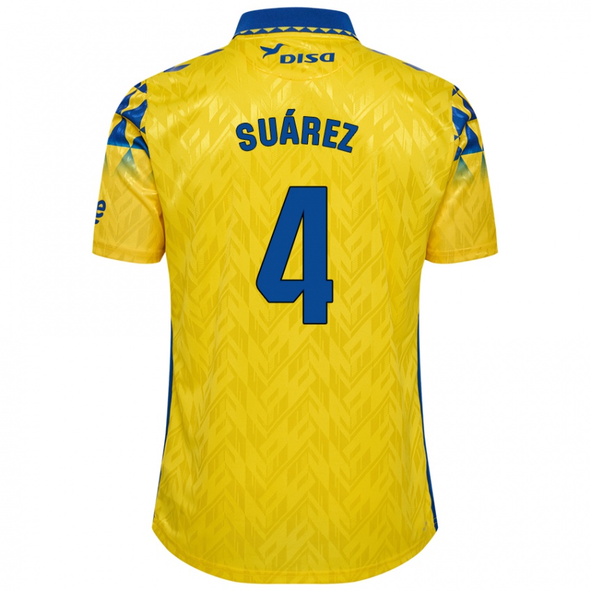 Kinder Alex Suárez #4 Gelb Blau Heimtrikot Trikot 2024/25 T-Shirt