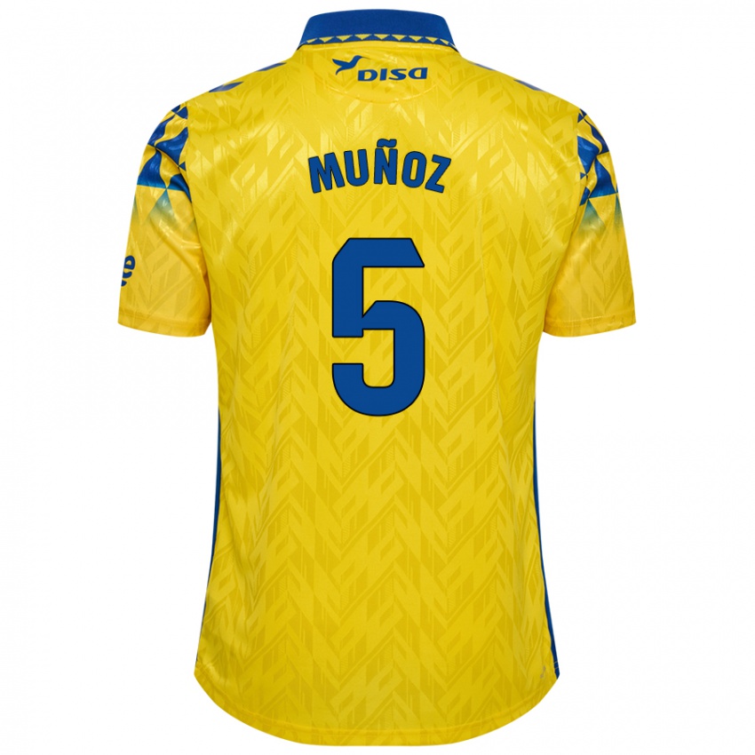 Kinder Javi Muñoz #5 Gelb Blau Heimtrikot Trikot 2024/25 T-Shirt