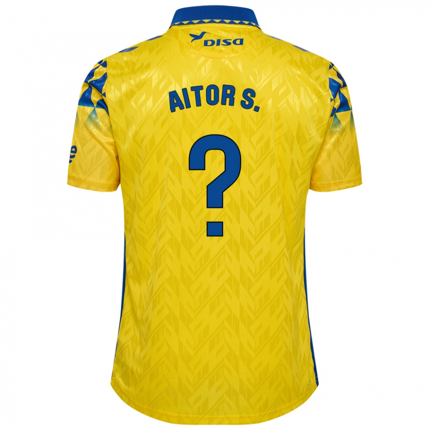 Kinder Aitor Sánchez #0 Gelb Blau Heimtrikot Trikot 2024/25 T-Shirt