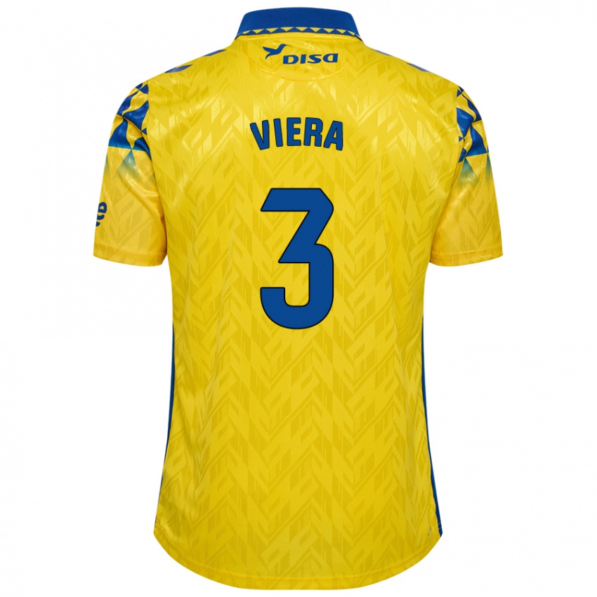 Kinder Óliver Viera #3 Gelb Blau Heimtrikot Trikot 2024/25 T-Shirt