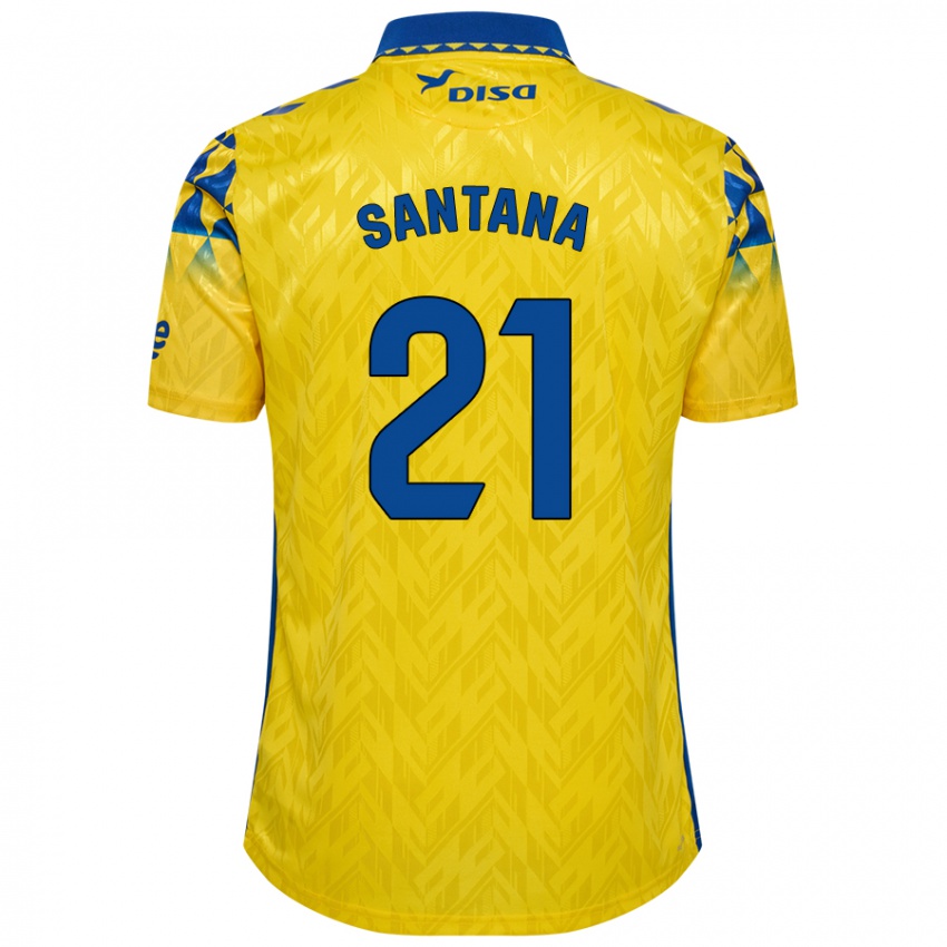 Kinder Yadam Santana #21 Gelb Blau Heimtrikot Trikot 2024/25 T-Shirt