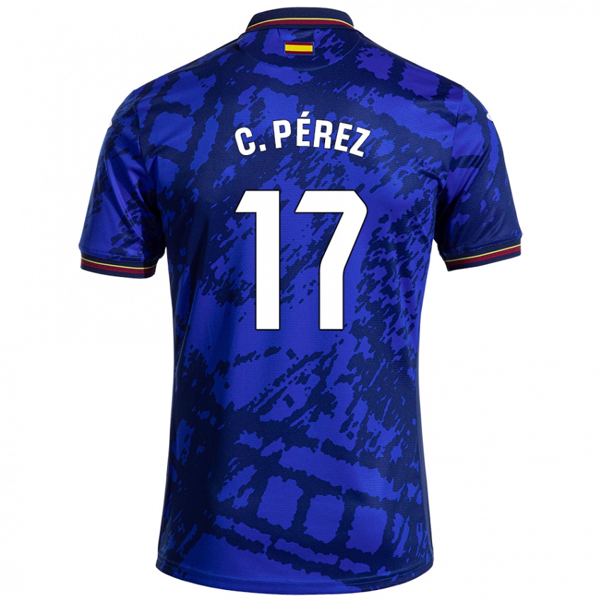 Kinder Carles Perez #17 Dunkleres Blau Heimtrikot Trikot 2024/25 T-Shirt