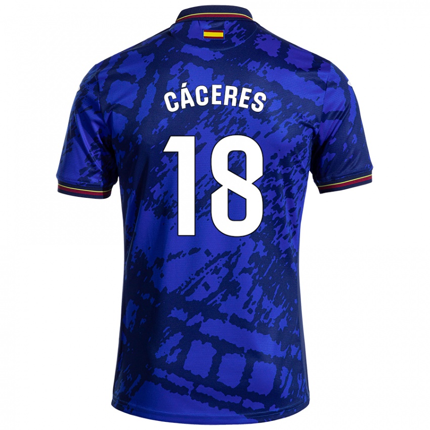 Kinder Damián Cáceres #18 Dunkleres Blau Heimtrikot Trikot 2024/25 T-Shirt