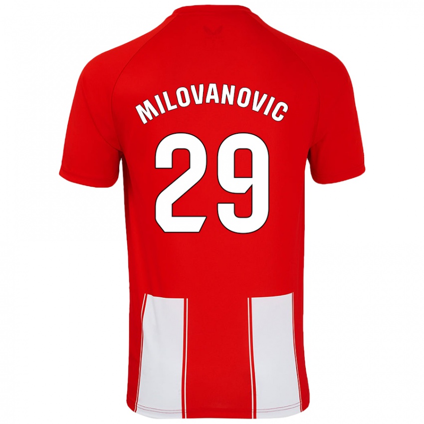 Kinder Marko Milovanovic #29 Rot Weiß Heimtrikot Trikot 2024/25 T-Shirt