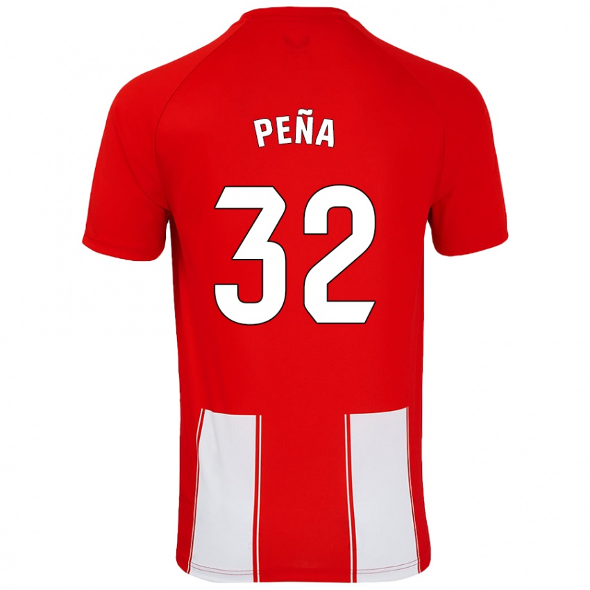 Kinder Marcos Peña #32 Rot Weiß Heimtrikot Trikot 2024/25 T-Shirt