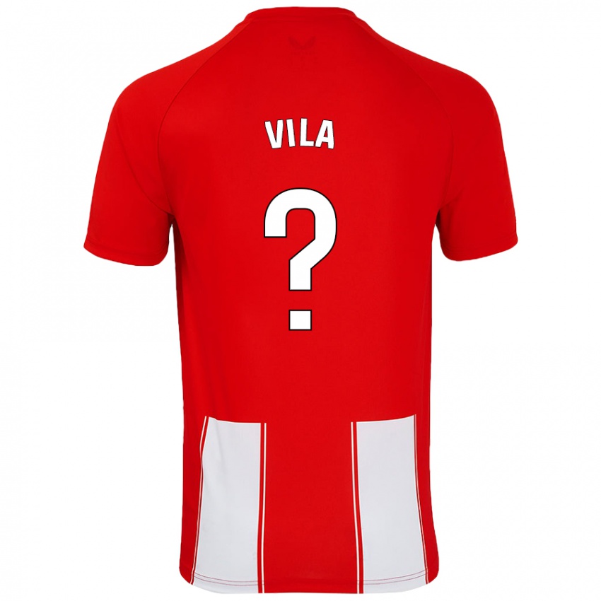 Kinder Nacho Vila #0 Rot Weiß Heimtrikot Trikot 2024/25 T-Shirt