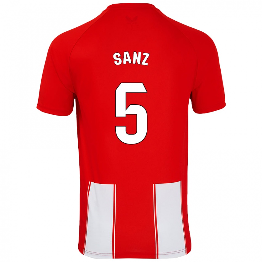 Kinder Paco Sanz #5 Rot Weiß Heimtrikot Trikot 2024/25 T-Shirt