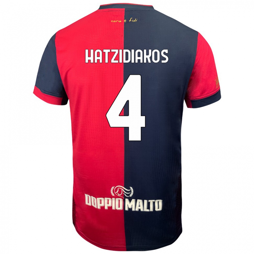 Kinder Pantelis Hatzidiakos #4 Rot Dunkleres Blau Heimtrikot Trikot 2024/25 T-Shirt