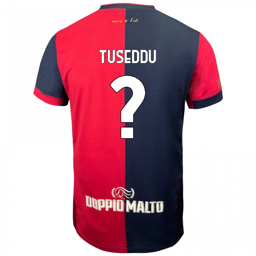 Kinder Alessio Tuseddu #0 Rot Dunkleres Blau Heimtrikot Trikot 2024/25 T-Shirt