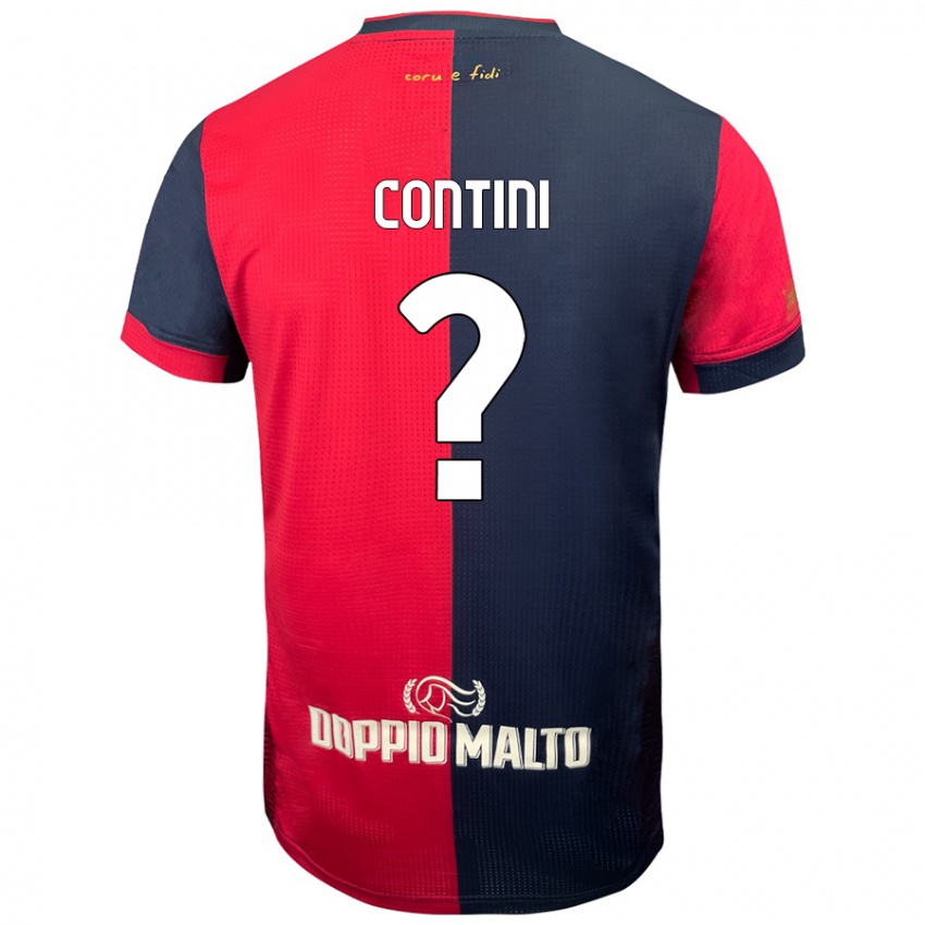 Kinder Federico Contini #0 Rot Dunkleres Blau Heimtrikot Trikot 2024/25 T-Shirt