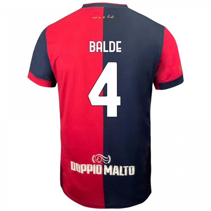 Kinder Mamadou Balde #4 Rot Dunkleres Blau Heimtrikot Trikot 2024/25 T-Shirt