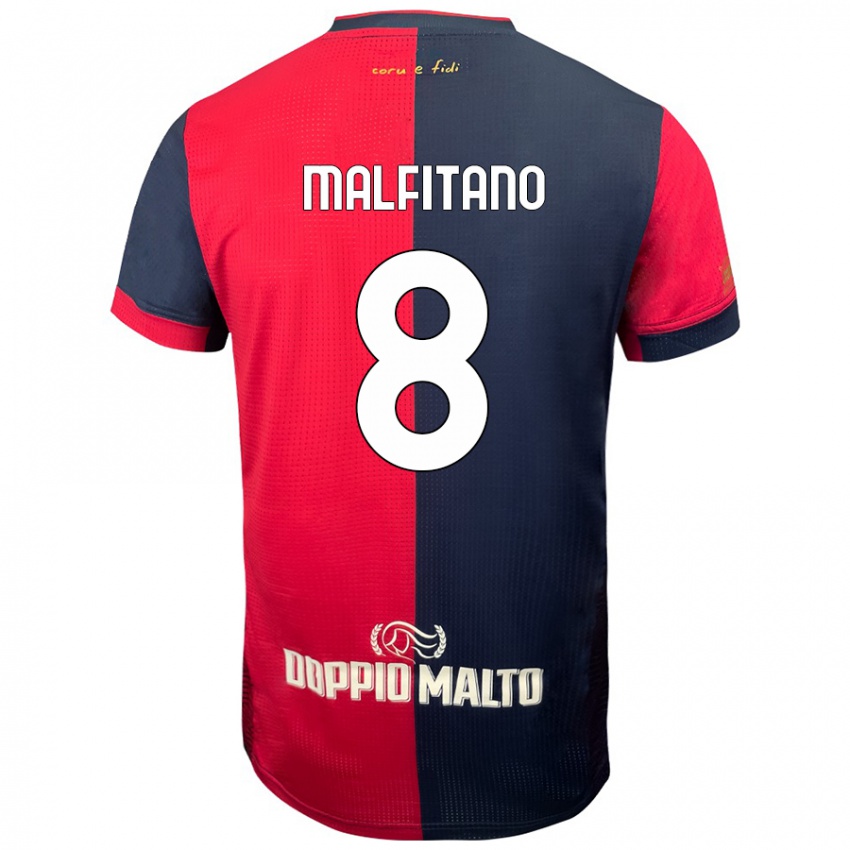 Kinder Roberto Malfitano #8 Rot Dunkleres Blau Heimtrikot Trikot 2024/25 T-Shirt