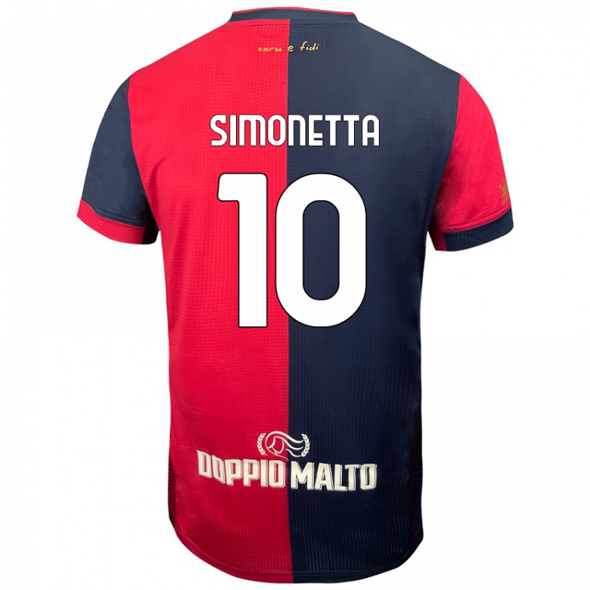 Kinder Jacopo Simonetta #10 Rot Dunkleres Blau Heimtrikot Trikot 2024/25 T-Shirt