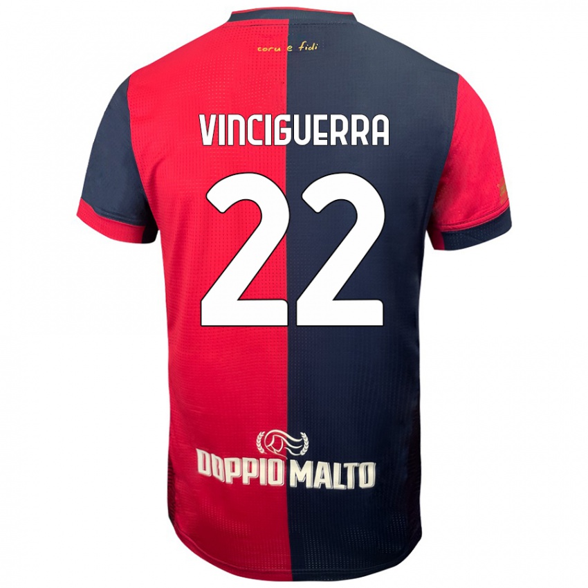 Kinder Alessandro Vinciguerra #22 Rot Dunkleres Blau Heimtrikot Trikot 2024/25 T-Shirt