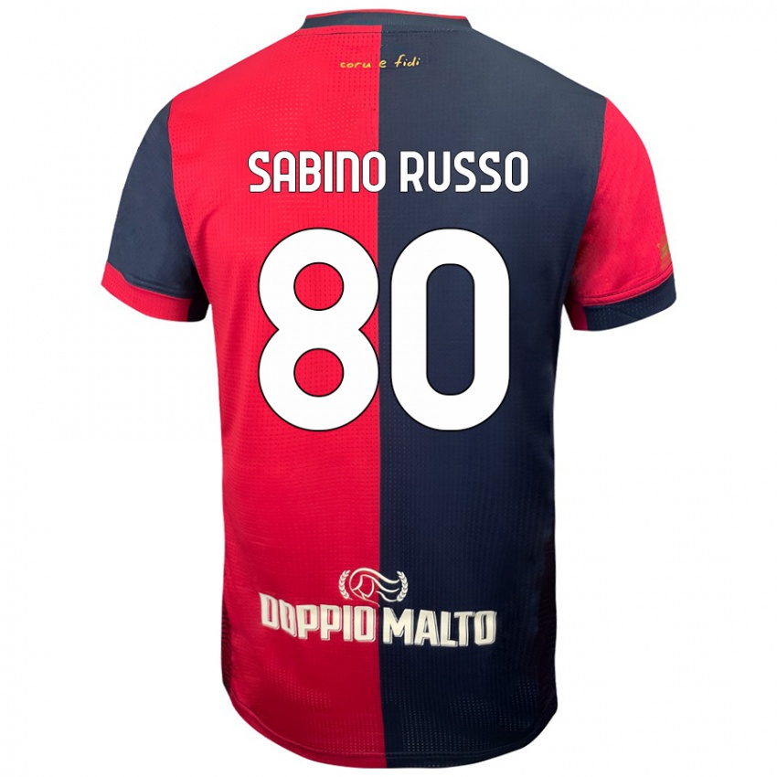 Kinder Alessandro Sabino Russo #80 Rot Dunkleres Blau Heimtrikot Trikot 2024/25 T-Shirt