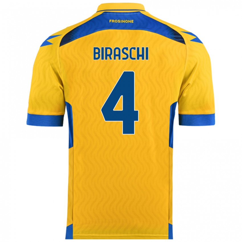 Kinder Davide Biraschi #4 Gelb Heimtrikot Trikot 2024/25 T-Shirt