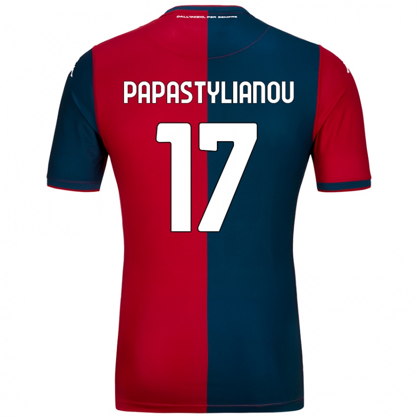 Kinder Lysandros Andreas Papastylianou #17 Rot Dunkelblau Heimtrikot Trikot 2024/25 T-Shirt