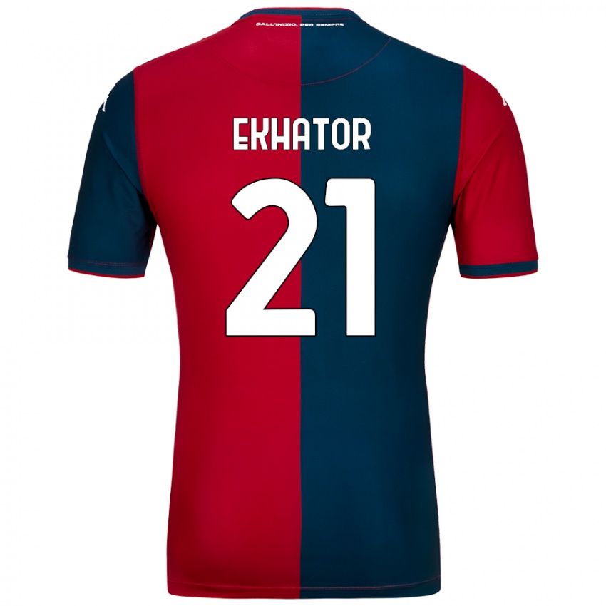 Kinder Jeff Ekhator #21 Rot Dunkelblau Heimtrikot Trikot 2024/25 T-Shirt