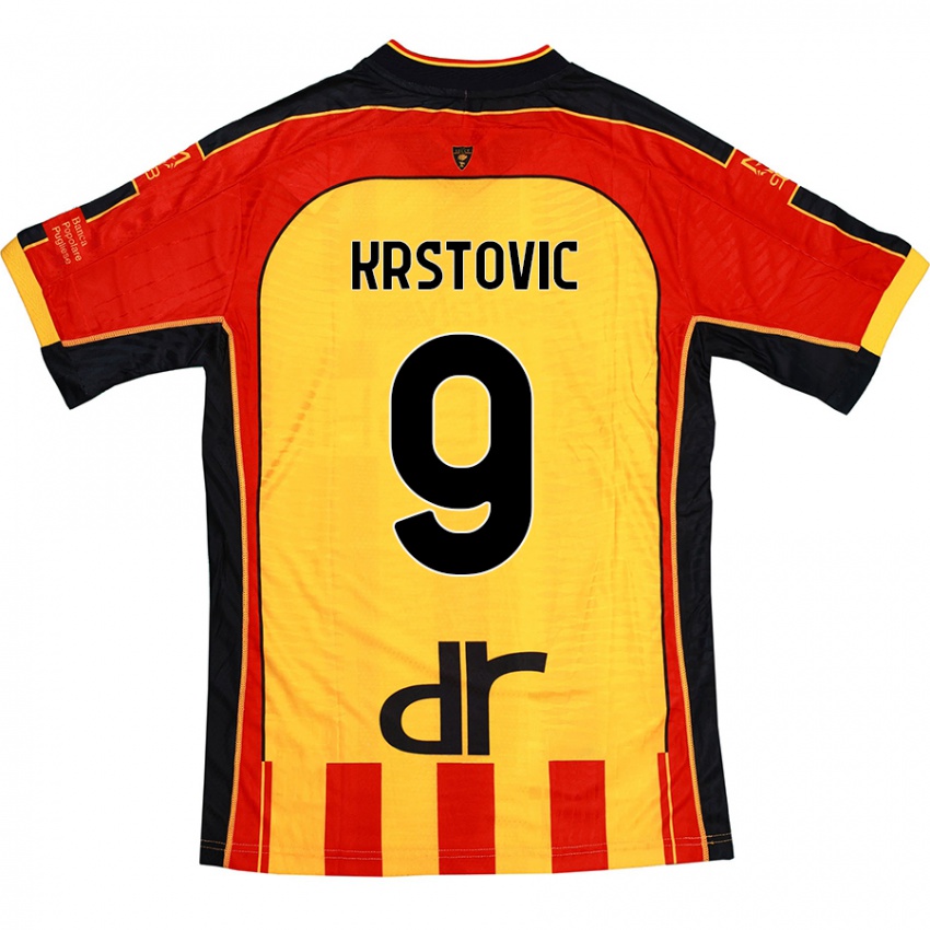 Kinder Nikola Krstovic #9 Gelb Rot Heimtrikot Trikot 2024/25 T-Shirt