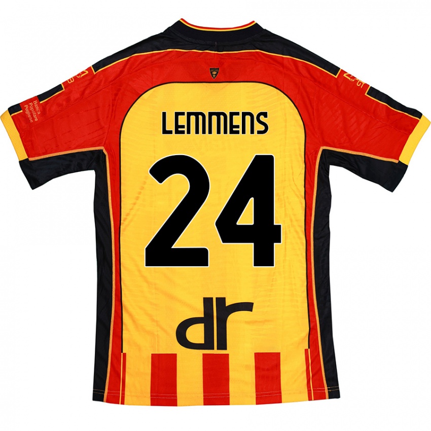 Kinder Mats Lemmens #24 Gelb Rot Heimtrikot Trikot 2024/25 T-Shirt