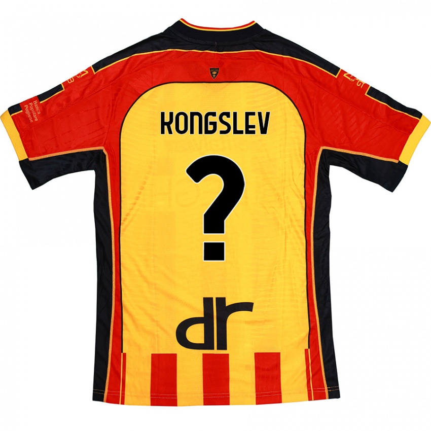 Kinder Frederik Kongslev #0 Gelb Rot Heimtrikot Trikot 2024/25 T-Shirt