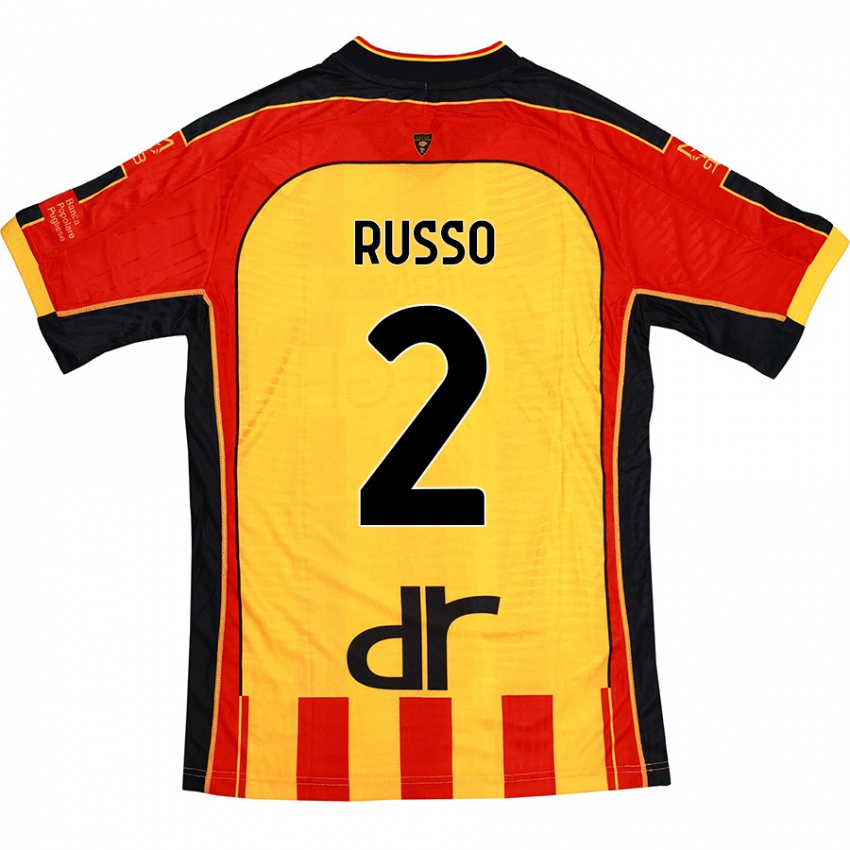 Kinder Luca Russo #2 Gelb Rot Heimtrikot Trikot 2024/25 T-Shirt