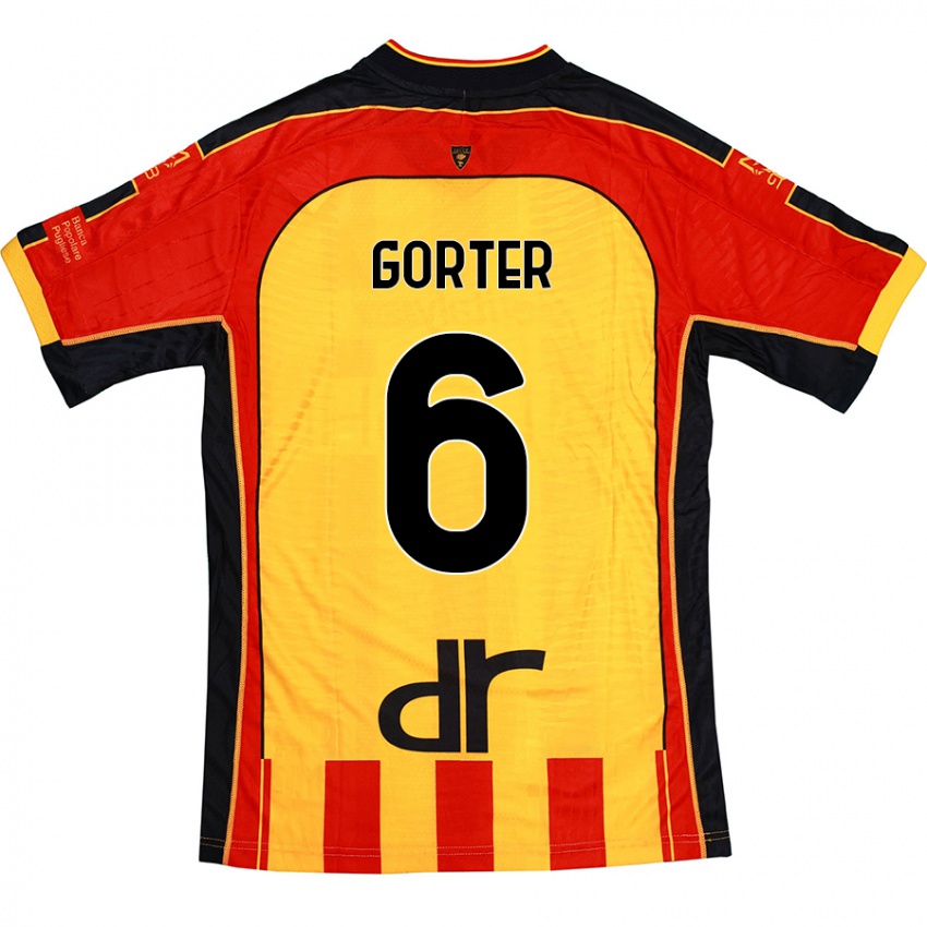 Kinder Olaf Gorter #6 Gelb Rot Heimtrikot Trikot 2024/25 T-Shirt