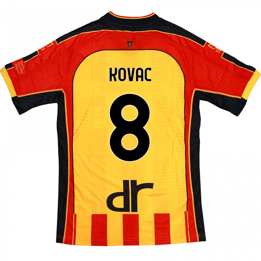 Kinder Niko Kovac #8 Gelb Rot Heimtrikot Trikot 2024/25 T-Shirt