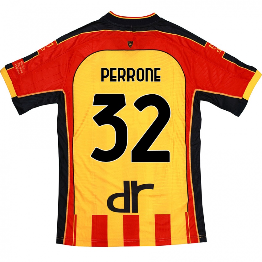 Kinder Samuele Perrone #32 Gelb Rot Heimtrikot Trikot 2024/25 T-Shirt