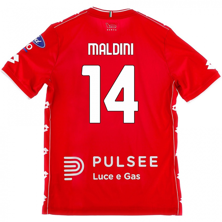 Kinder Daniel Maldini #14 Rot Weiß Heimtrikot Trikot 2024/25 T-Shirt