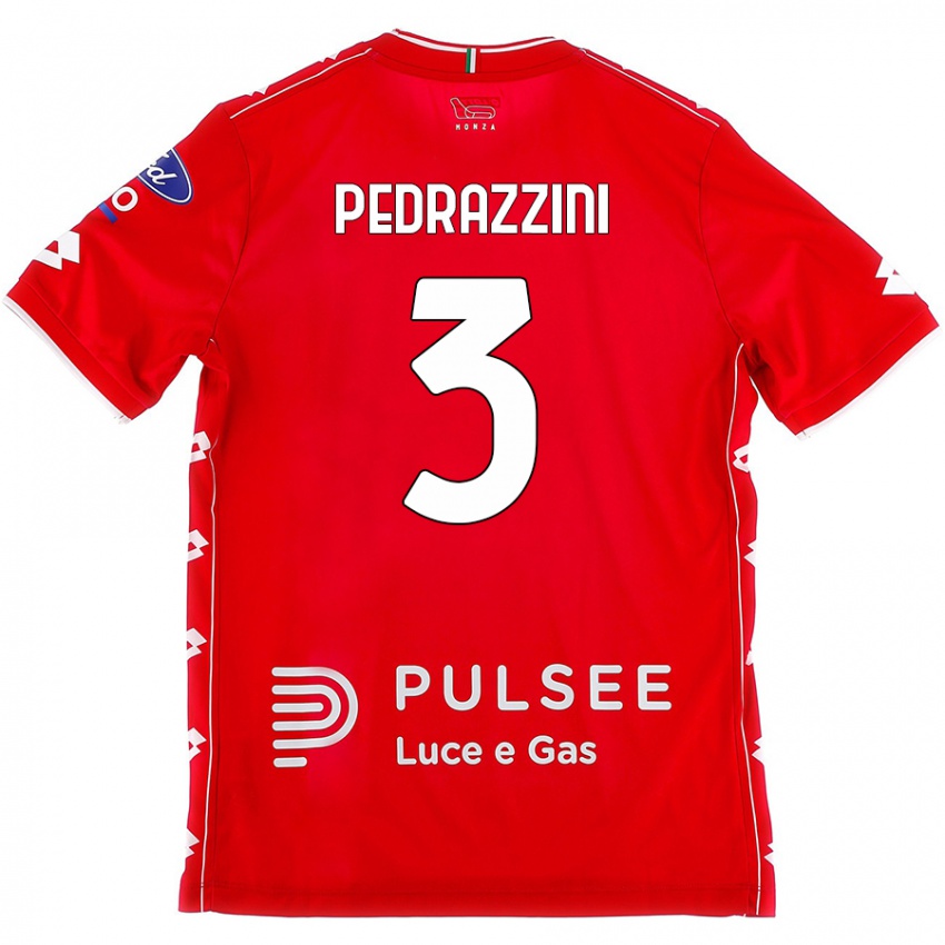 Kinder Carlo Pedrazzini #3 Rot Weiß Heimtrikot Trikot 2024/25 T-Shirt