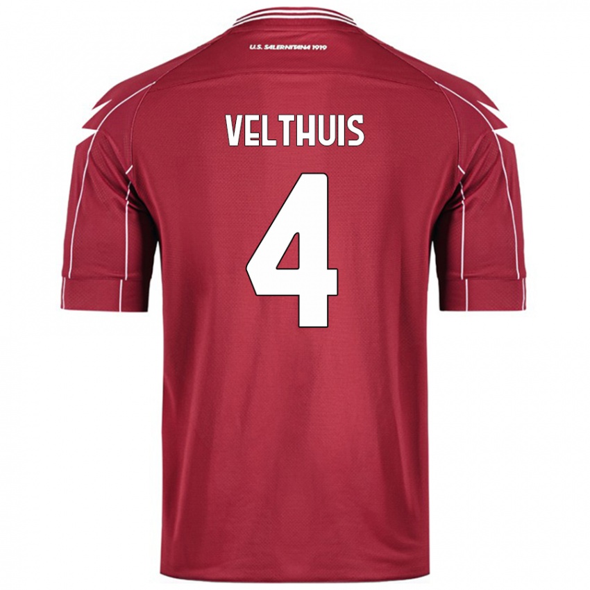 Kinder Tijs Velthuis #4 Burgundrot Heimtrikot Trikot 2024/25 T-Shirt