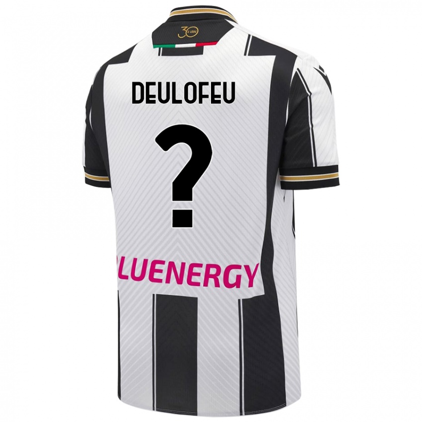 Kinder Gerard Deulofeu #0 Weiß Schwarz Heimtrikot Trikot 2024/25 T-Shirt