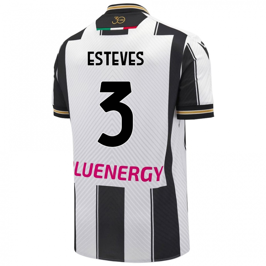 Kinder Gonçalo Esteves #3 Weiß Schwarz Heimtrikot Trikot 2024/25 T-Shirt