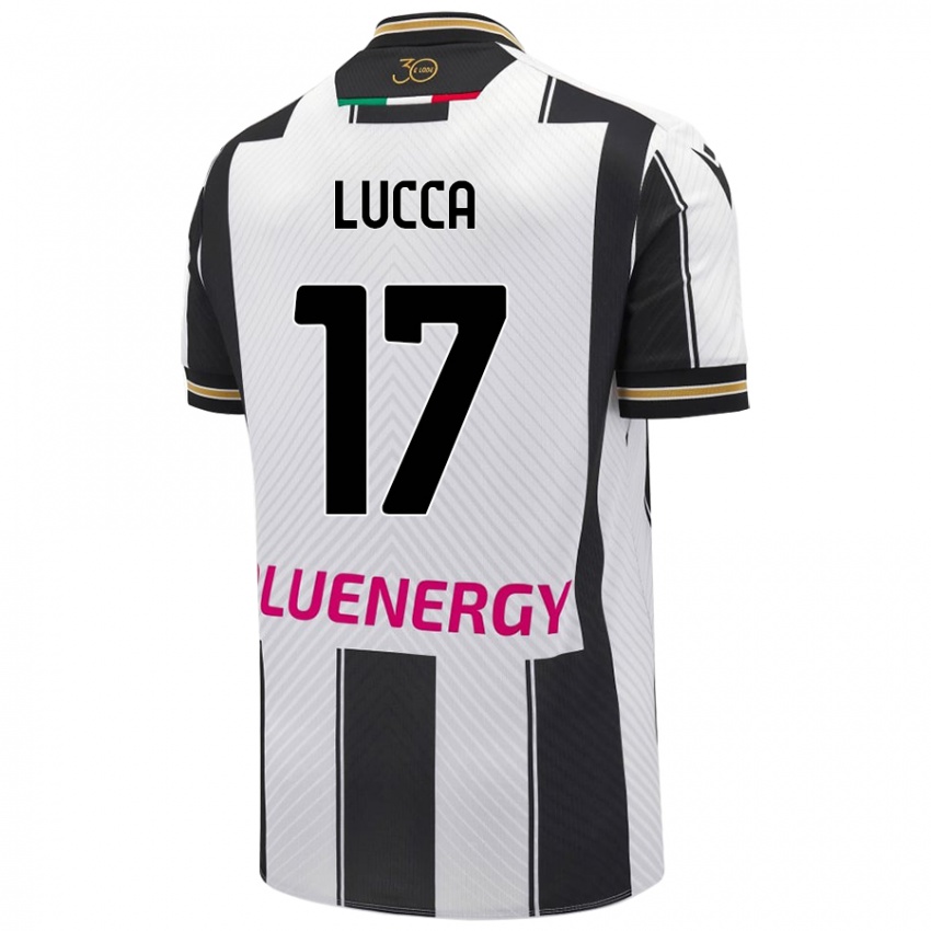 Kinder Lorenzo Lucca #17 Weiß Schwarz Heimtrikot Trikot 2024/25 T-Shirt