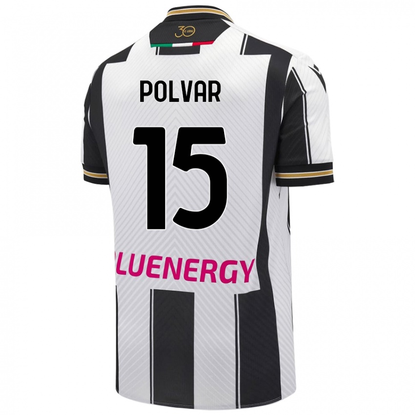 Kinder Francesco Polvar #15 Weiß Schwarz Heimtrikot Trikot 2024/25 T-Shirt