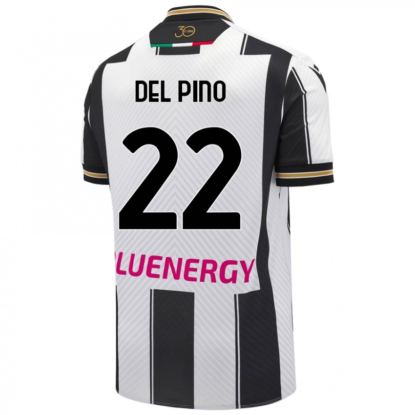 Kinder Lorenzo Del Pino #22 Weiß Schwarz Heimtrikot Trikot 2024/25 T-Shirt