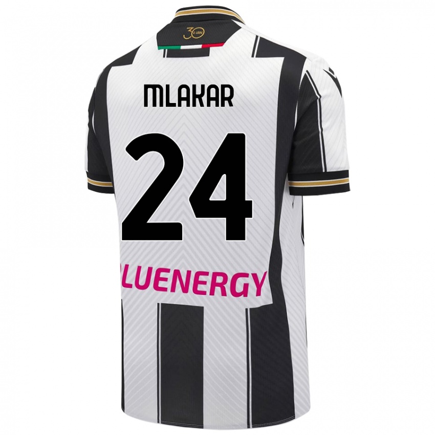 Kinder Lorenzo Mlakar #24 Weiß Schwarz Heimtrikot Trikot 2024/25 T-Shirt