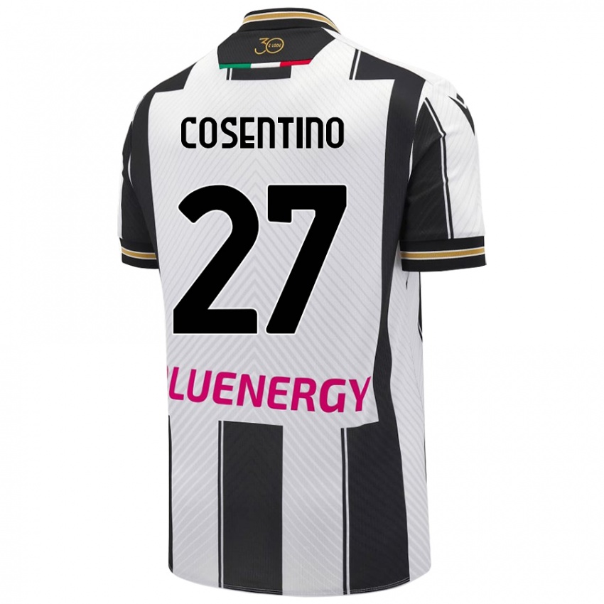 Kinder Sergio Cosentino #27 Weiß Schwarz Heimtrikot Trikot 2024/25 T-Shirt