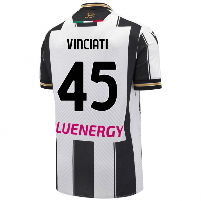 Kinder Giulio Vinciati #45 Weiß Schwarz Heimtrikot Trikot 2024/25 T-Shirt