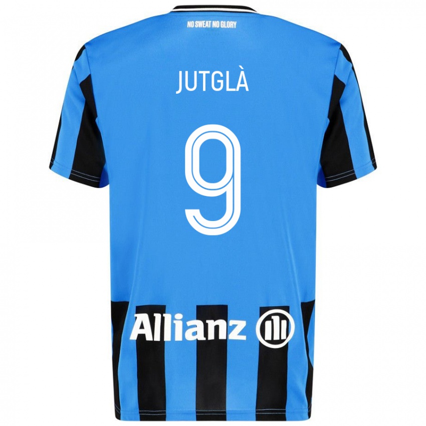 Kinder Ferran Jutglà #9 Himmelblau Schwarz Heimtrikot Trikot 2024/25 T-Shirt